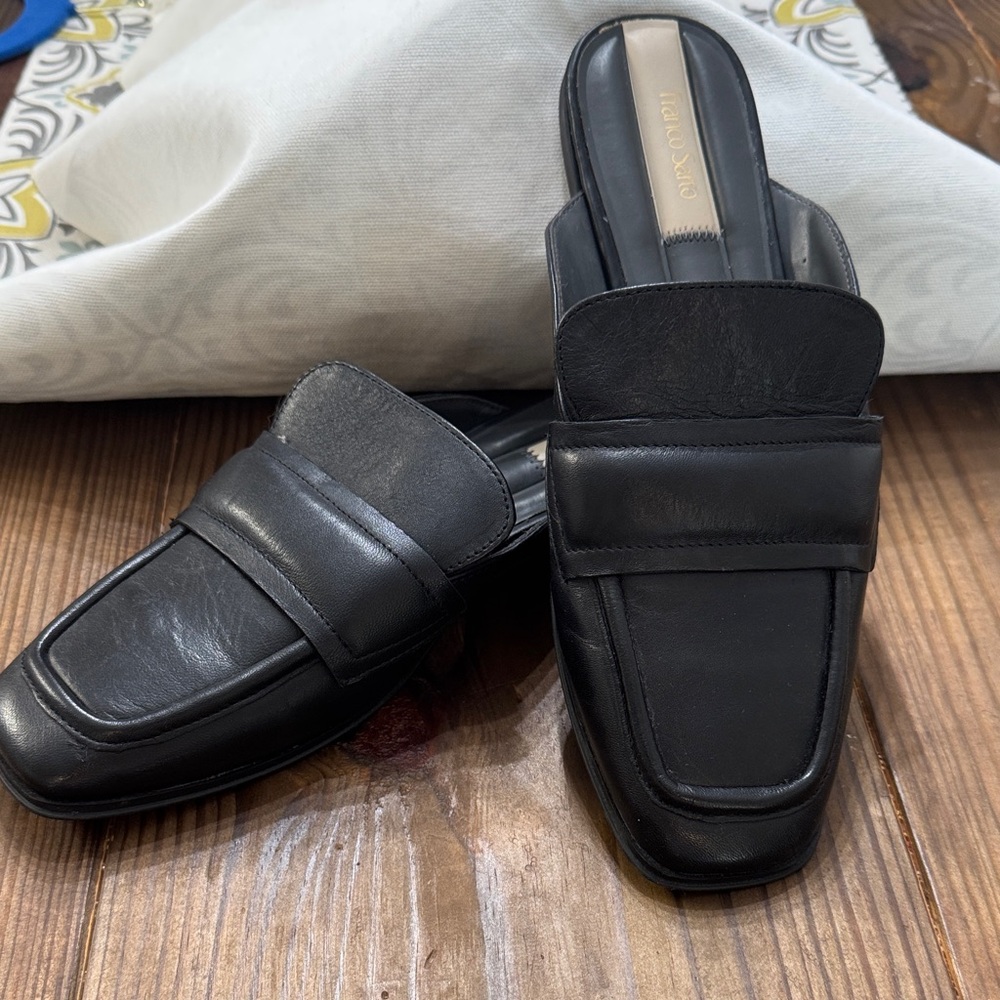 Franco Sarto Black Leather Mules